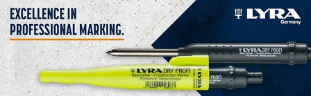 Lyra Dry Profi bouwmarker met slijper en clip, 12 universele grafiet vullingen in 2B - L4498103 