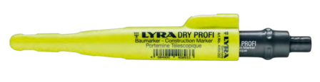 Lyra Dry Profi bouw marker met puntenslijper en clip, 1 x universele grafiet vulling 2B 2,8 mm - L4498101 