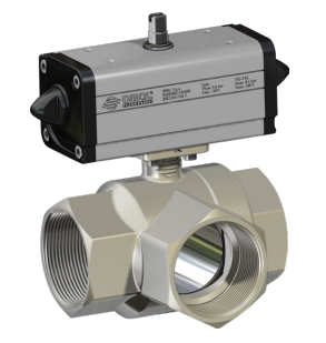 Omal Drieweg kogelkraan met DAN actuator DG153 / 0-16 Bar / L-boring