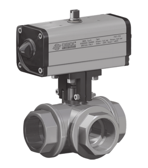 Omal Drieweg kogelkraan met DAN actuator DG161 / 0-40 Bar / L-boring
