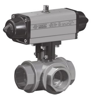 Omal Drieweg kogelkraan met SRN actuator SG160 / 0-40 Bar / T-boring
