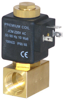 500503 - Messing magneetventiel 1/2" 0-16bar 230VAC N.C. VITON