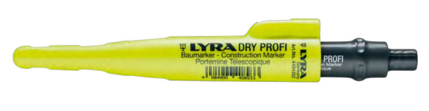 Lyra Dry Profi bouw marker met puntenslijper en clip, 1 x universele grafiet vulling 2B 2,8 mm - L4498101 