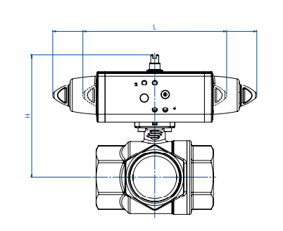 Omal Drieweg kogelkraan met SRN actuator SG153 / 0-16 Bar / L-boring