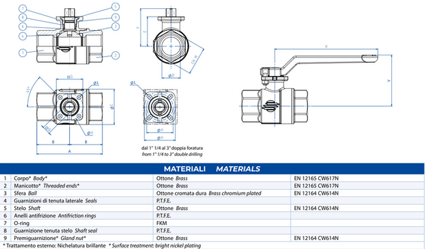 V101N203 - Kogelkraan messing / G3/8 - DN10 / PN64 / 2-weg