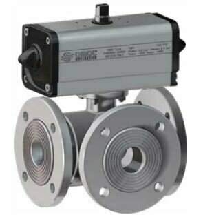 Omal 3-weg rvs kogelkraan 460 met flens &quot;T&quot;-poort met DAN Actuator