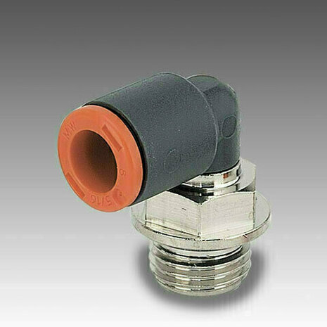 2L34011 - Push-in koppeling RL34 KNIE 8X3/8 DRAAIBAAR KUNSTSTOF RL34