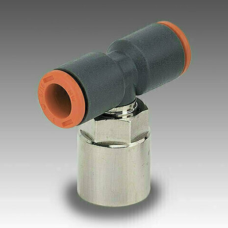 2L35F10 - Push-in koppeling RL35F ''T'' 8X1/4 FEM DRAAIBAAR KUNSTSTOF RL35/F
