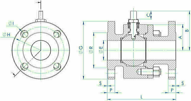 Omal THOR ball valve DN32 (1 1/4") PN 16-40 Carbon steel A350 LF2 - with lever