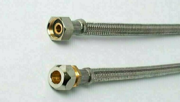 Flexible connection hose stainless steel DN8 3/8'' female thread x 12mm compression - ADL