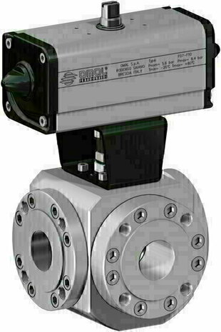 DM511101ABA0AAQNV000AFLA0 - Omal MAGNUM 3-wegs kogelkraan (L-port) DN80 (3") ANSI 150 RVS 316/316L - DA actuator