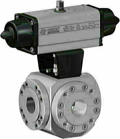 SM509F00ABA0AAQNV000AFMA0 - Omal MAGNUM 3-wegs kogelkraan (L-port) DN50 (2") PN 16-40 RVS 316/316L - SR actuator