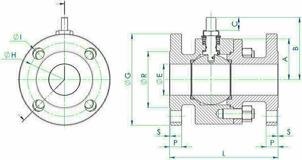 Omal THOR ball valve DN150 (6") PN 25-40 Carbon steel A105 - with handreductor
