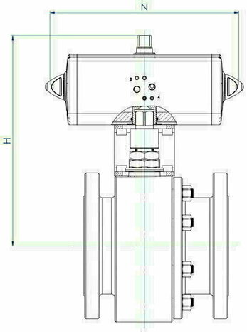 Omal THOR ball valve DN80 (3") PN 16 Carbon steel A105 - DA pneumatic