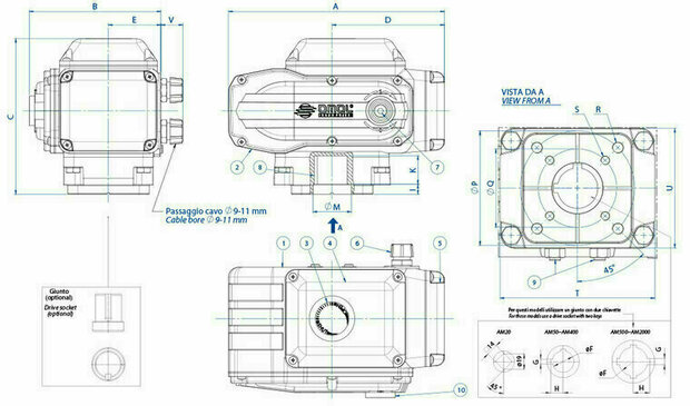 Omal AM actuator 500 Nm 115 Vac F10/F12 - Article number