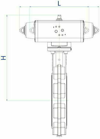 Omal butterfly valve LUG DN250 - Pneumatic SR - version F - aluminium bronze disc / liner EPDM - Article number