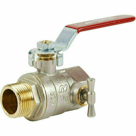 547006 - Messing Kogelkraan 547 1" MF BSP PN25 full bore rode stalen hendel