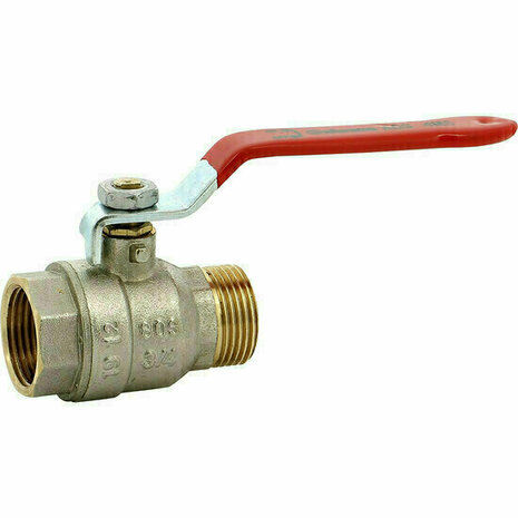 581002 - Messing Kogelkraan 581 1/4" MF BSP PN30 full bore rode stalen hendel
