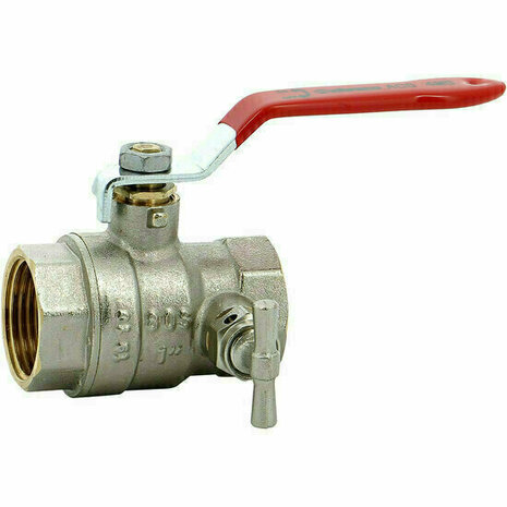 585004 - Messing Kogelkraan 585 1/2" FF BSP PN30 full bore rode stalen hendel