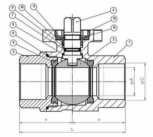 Omal Stainless steel 2-way ball valve item 430 2-piece DN10 (G3/8") ISO 7/1 (BSPP) - Valve body (body only) - Article