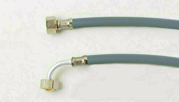 112191* - Flexibele wasmachineslang RVS DN10 3/4" binnendraad x 3/4" binnendraad haaks grijs