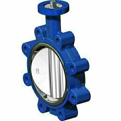 R387XE72 - Omal vlinderklep LUG DN100 - Met handreductor (gearbox) - aluminium bronze disc / liner EPDM - Artikelnummer