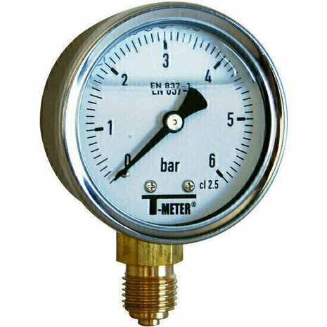1612006 - RVS manometer 1612 glycerinegevuld radiaal &Oslash;50 BSP 1/4" klasse 2,5 0/10 bar