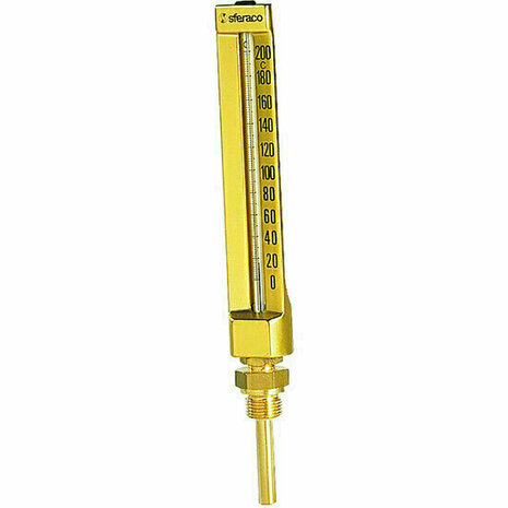 1671002 - aluminium thermometer 1671 recht H200 BSP 1/2" dompelbuis 63mm -30/+50&deg;C