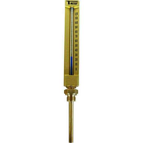 1673003 - aluminium thermometer 1673 recht H150 BSP 1/2" dompelbuis 100mm 0/+200&deg;C