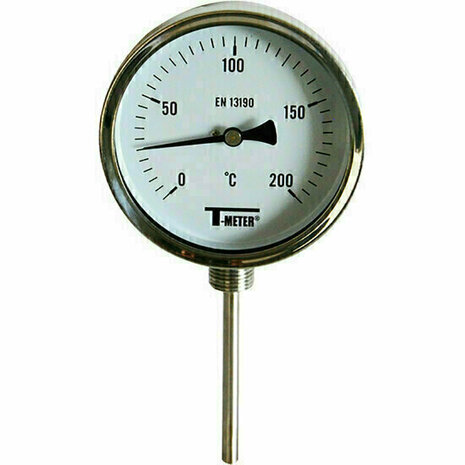 1680002 - RVS thermometer 1680 radiaal &Oslash;100 BSP 1/2" dompelbuis 77mm 0/+120&deg;C