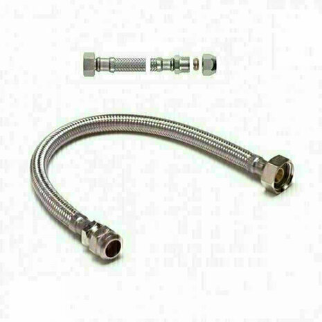 Flexible connection hose stainless steel DN8 1/2'' female thread x 15mm compression - ADL