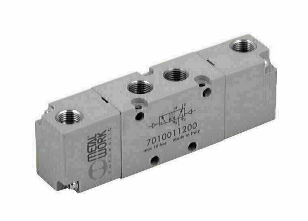 Valve Pneumatic operated VALVE 5/3-1/4'' PNEUMATIC OC MONOSTABLE Series 70 1/4'' - Metal Work