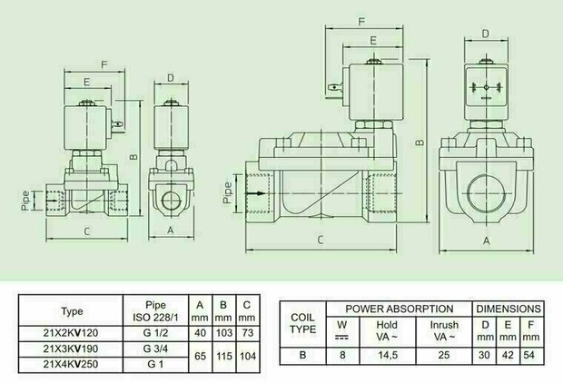21X2KV120 ODE Solenoid valve - Solenoid Valves 1/2''