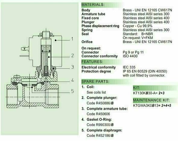21WA4K0B130 ODE Solenoid valve - Solenoid Valve NC G 1/2