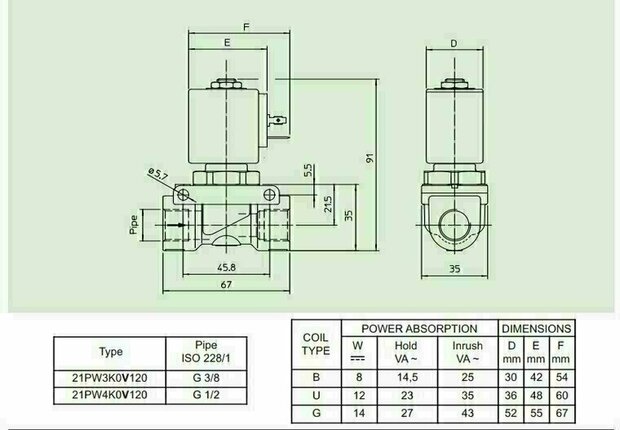 21PW4K0V120 ODE Solenoid valve - Solenoid Valve 1/2''