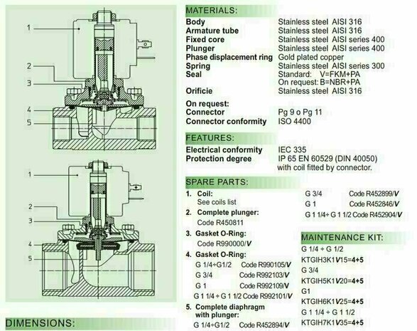 21IH7K1V350 ODE Solenoid valve - Solenoid Valve 1 1/4''