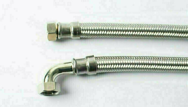 1182570 - Flexibele aansluitslang RVS DN13 1/2" binnendraad x 1/2" binnendraad haaks