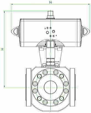 Omal MAGNUM 3-way ball valve (L-port) DN25 (1") PN 16-40 Stainless steel 316/316L - DA actuator