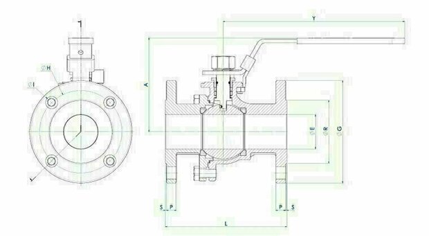 Stark Wafer PN 16-40 Stark, wafer, carbon steel, A216 WCB-, manually operated, - G2 1/2 - DN65 / PN 10-16 - Omal