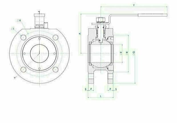Stark Wafer PN 16-40 Stark Wafer, Stainless steel, cf8m, manually operated, - G1 1/2 - DN40 / pn 16-40,16 - Omal