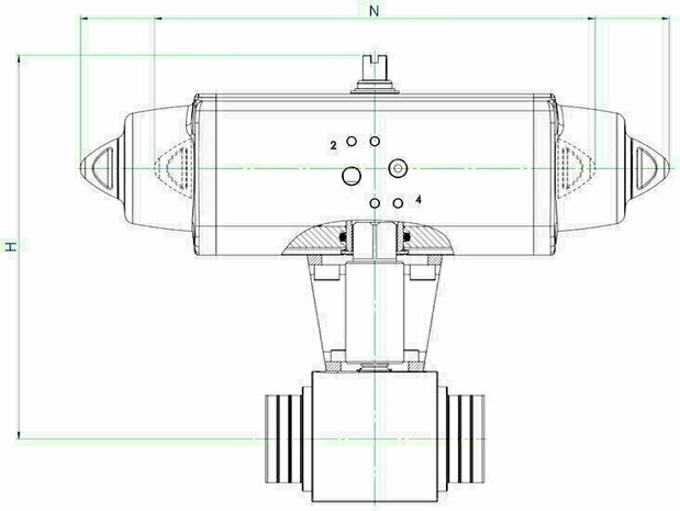 Omal HERCULES high-pressure ball valve DN20 (&frac34;") PN 400 Carbon steel A105 - DA actuator