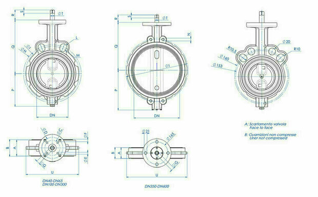 Omal butterfly valve Wafer DN300 - Free Shaft - aluminium bronze disc / liner NBR - Article number