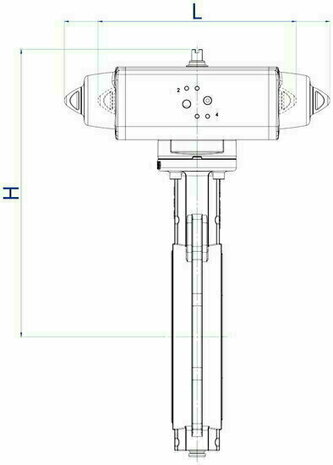 Omal butterfly valve Wafer DN300 - Pneumatic SR - aluminium bronze disc / liner NBR - Article number