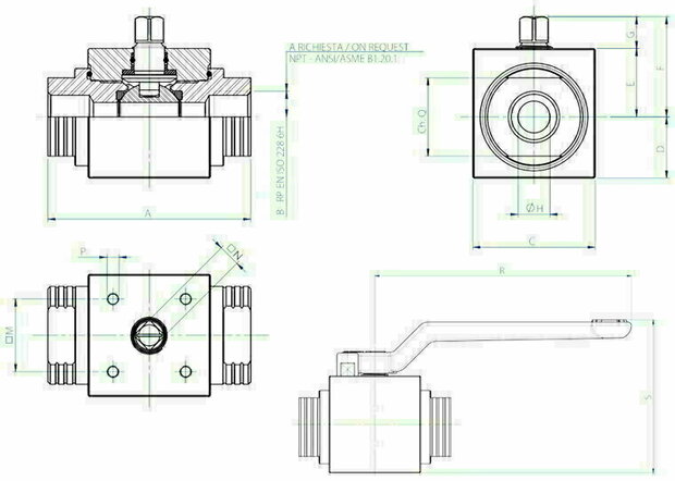 Omal HERCULES high-pressure ball valve DN20 (&frac34;") PN 400 Carbon steel A105 - free shaft