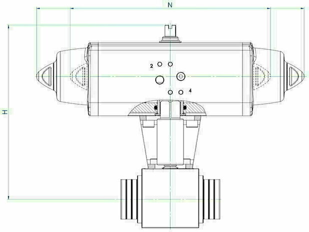 Omal HERCULES high-pressure ball valve DN10 (3/8") PN 500 Carbon steel A105 - DA actuator