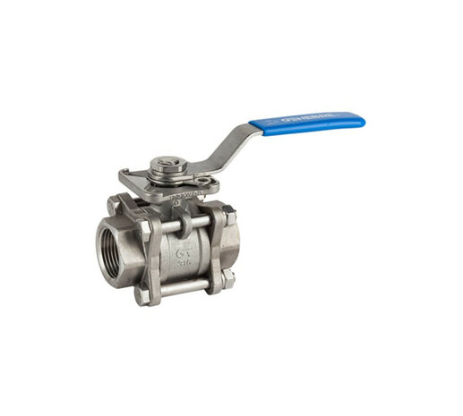 2025N-08 - Kogelkraan 1-1/2" NPT RVS 316, 3-delig bi.x bi. ISO 5211 PN63