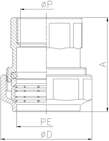 0012-11 - Snijringkoppeling 90x3" klem bi.dr. messing - technische tekening