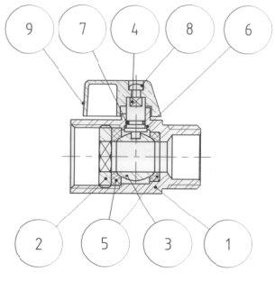 2005-02 - Kogelkraan mini 1/4" bi.x bu. RVS 316 PN63 - technische tekening