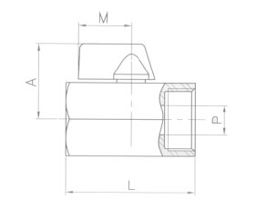 2006-06 - Kogelkraan mini 1" bi.xbi. RVS 316 PN63 - technische tekening