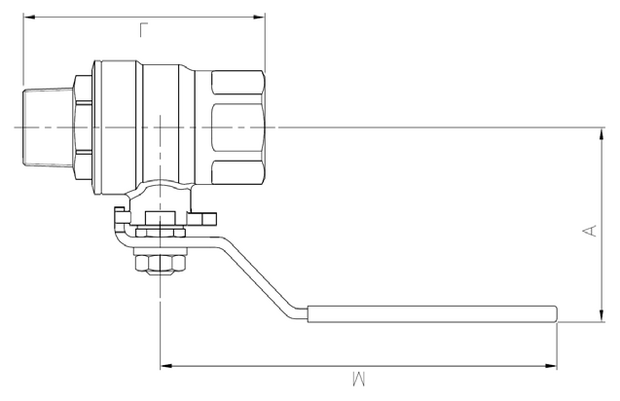 2013-06 - Kogelkraan 1" bi.x bu. RVS 316, PN63 - technische tekening